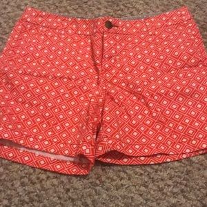 Coral and white patterned shorts